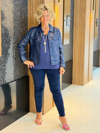 LULU-B NAVY METALLIC LINEN JACKET - Cathys Place