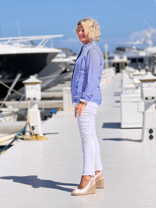 NAUTICAL BLU STRIPED JACKET LULU-B