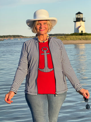 RED  NAVY STRIPED ANCHOR