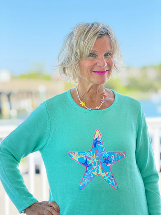 BEACH CLUB SEAFOAM STARFISH SWEATER LULU-B
