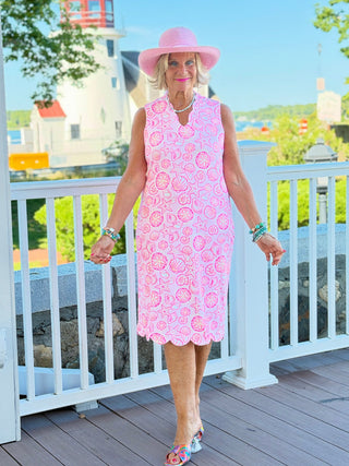 LULU B STARFISH HARBOR SCALLOP MIDI DRESS LULU b
