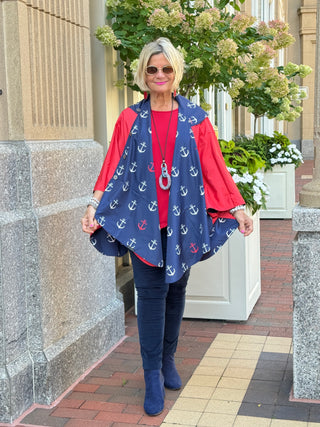 Navy / Red Reversible Rain Cape - Anchor Collection