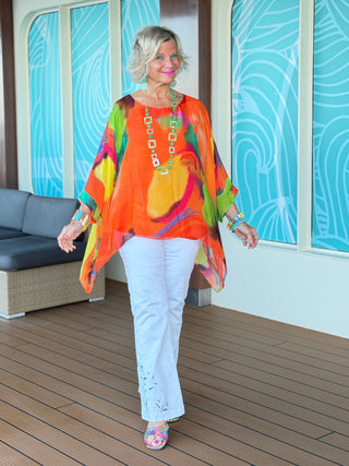 Sofia Sunrise Orange Silk top Cathys Place