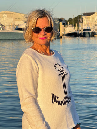 WHITE ANCHOR SWEATER