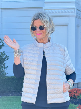 LULU-B SILVER SHORT SLEEVE PUFFER JACKET