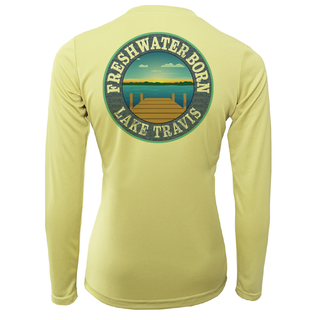 Lake Travis Freshwater Born Texas Flag Women's Long Sleeve UPF 50+ Dry-Fit Shirt