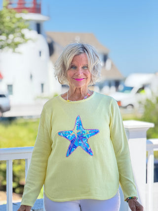 BEACH CLUB YELLOW STARFISH SWEATER LULU-B