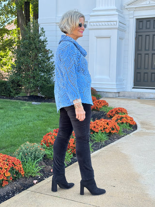 HOLIDAY BLUE JACQUARD TOP