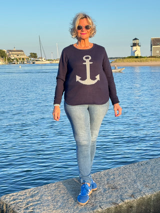 NAVY ANCHOR SWEATER
