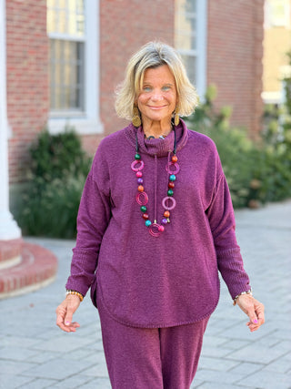 Women's Cozy Cowl Neck Solid Pullover Top FIG Cathys Place