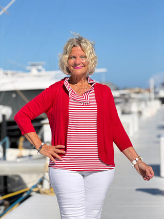 NAUTICAL RED SLEEVELESS RUFFLE LULU-B