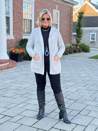 CARDIGAN PLUSH LIGHT GRAY CARDIGAN SWEATER