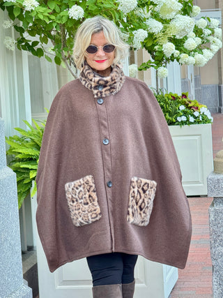 Whisper of the Wild: The Leopard Pocket Winter Cape
