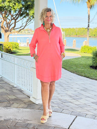 Lulu-b half zipper Salmon scuba dress LULU-B