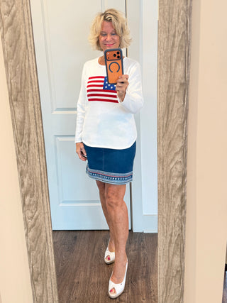 LULUB DOCKSIDE WHITE STAR FLAG SWEATER LULU-B