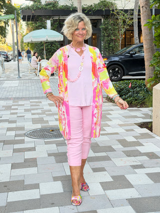 ETHYL PINK WATERCOLOR CARDIGAN