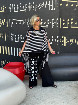 BLACK AND WHITE POKA DOT PALAZZO