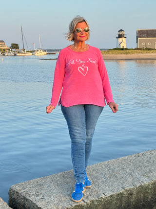 PINK ALL YOU NEED IS LOVE SWEATER