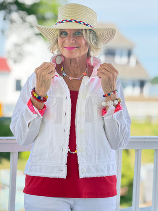 HARBOR LIGHTS RED LINEN JACKET Cathys Place