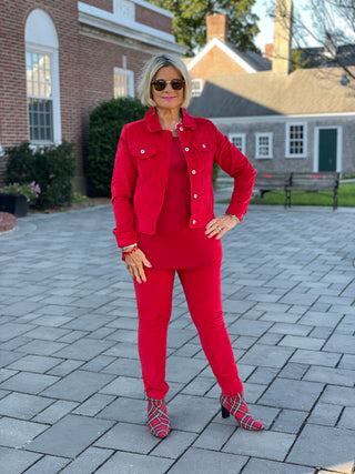 HOLIDAY RED VELOUR JACKET