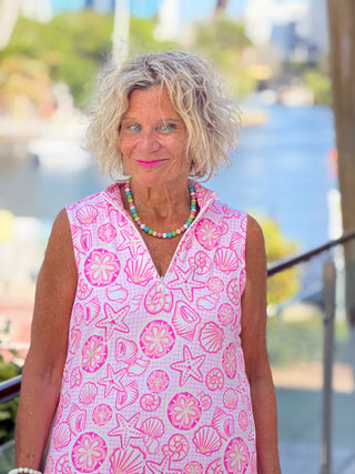 LULU B STARFISH HARBOR HALF ZIPPER MIDDY DRESS LULU-B