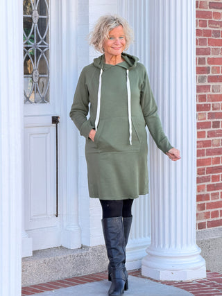 Lulu b kagaroo pocket olive scuba dress LULU-B