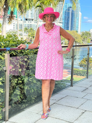 LULU B TROPIC PETALS RUFFLE DRESS