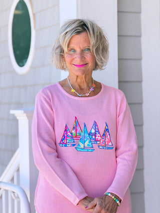 BEACH CLUB YELLOW SAILBOAT SWEATER LULU-B