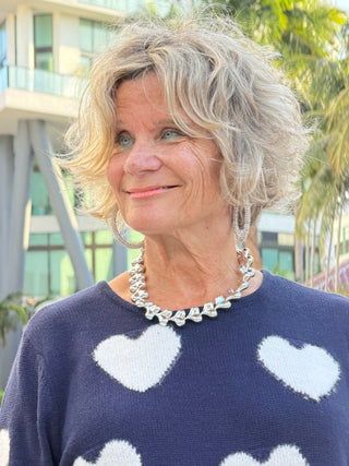 LULU-B NAVY FUZZY HEART SWEATER