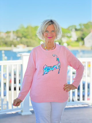 BEACH CLUB PINK CAPE COD MAP SWEATER LULU-B