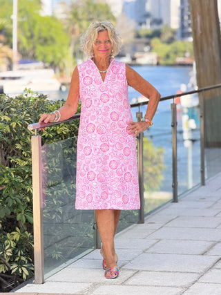 LULU B STARFISH HARBOR HALF ZIPPER MIDDY DRESS LULU-B