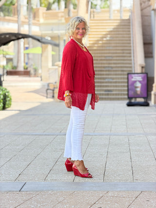 LULU B RED MESH RUFFLE  WRAP LULU b