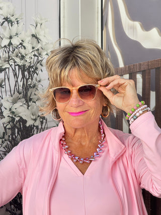 LULU-B RHINE STONE CLEAR PINK CAPRI