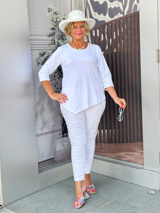 WHITE ASYMMETRIC TOP