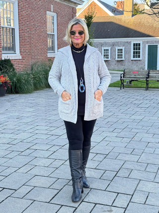 CARDIGAN PLUSH LIGHT GRAY CARDIGAN SWEATER