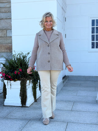 Wool Blend Jacket with Rib Knit Sleeves CHARLIE B