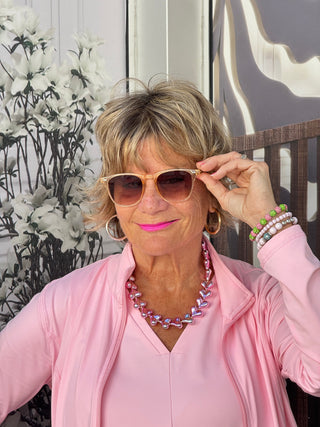 LULU-B RHINE STONE CLEAR PINK CAPRI