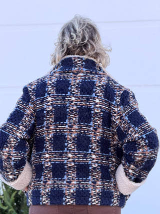 Plaid Bouclé Jacket With Sherpa Trim CHARLIE B