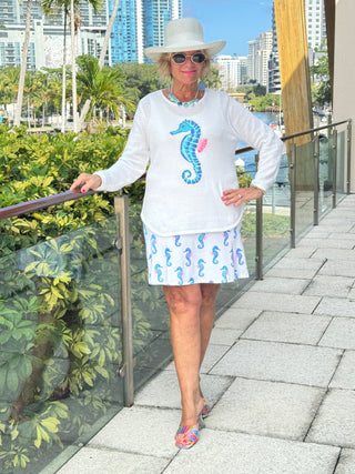 LULU-B WHITE SEAHORSE SWEATER