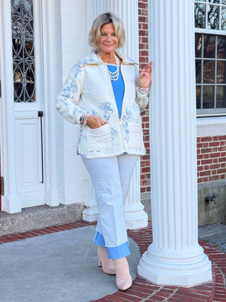 Women's Embroidered Quilted Shearling Jacket Cathys Place