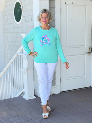 BEACH CLUB SEAFOAM CRAB SWEATER LULU b
