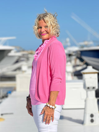 MARINA PINK STRIPE RUFFLE TOP LULU-B