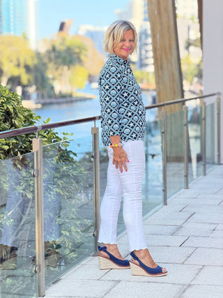 LULU B OCEAN TREASURES COLLAR SLEEVE TOP LULU-B