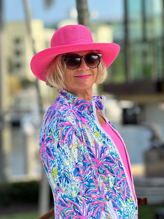 PINK PALM TREE ZIPPER JACKET