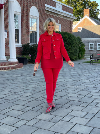 HOLIDAY RED VELOUR JACKET