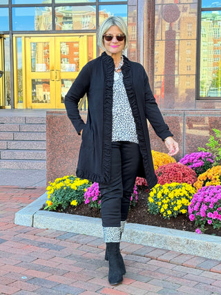 LULU-B ROUGED BLACK CARDIGAN