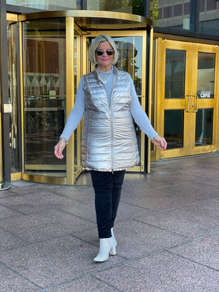 SILVER METALLIC PUFFER VEST