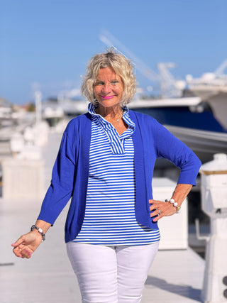NAUTICAL BLU SLEEVELESS RUFFLE LULU-B