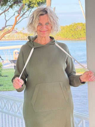 Lulu b kagaroo pocket olive scuba dress LULU-B