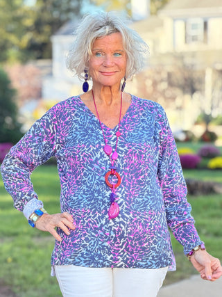SHADES OF BLUE  ROUGED CARDIGAN LULU-B